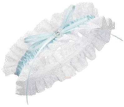 Shirene Liga de Encaje para Novia,Liga Nupcial Elástica Azules para Novias,Ligas de Encaje para Bodas con Lazo de Cinta,Ligas Elásticas para Novias,Regalo para Despedida de Soltera