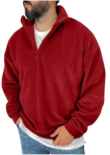 1/4 Zip Pullover in Pile Uomo Vendita Invernale Pesante Caldo Felpa Uomo Senza Cappuccio Maglione e Felpe con Collo in Piedi Maglia di Tuta Manica Lunga Termica Fleece Pullover Top per Autunno Inverno