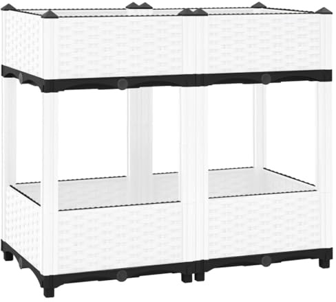 HaoChrymec Jardinera Elevada 80x40x71 cm Polipropileno, Bancal para Cultivo, Diseño Elegante, Huerto Urbano Elevado, Jardineras Exterior, Jardinera Balcón