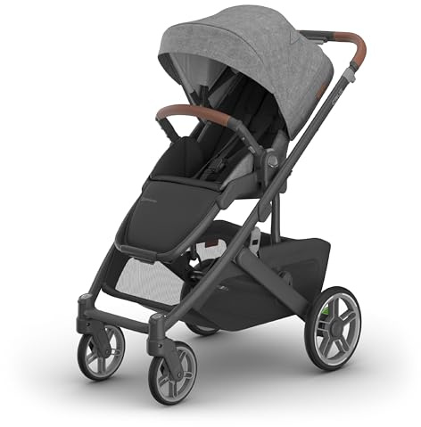 UPPAbaby Cruz V3 Stroller - from Birth + Car Seat Compatible - Full-Size, Reversible Seat - Infant Insert, Bug and Rain Shields Included - Greyson (Charcoal Mélange/Carbon Frame/Saddle Leather)