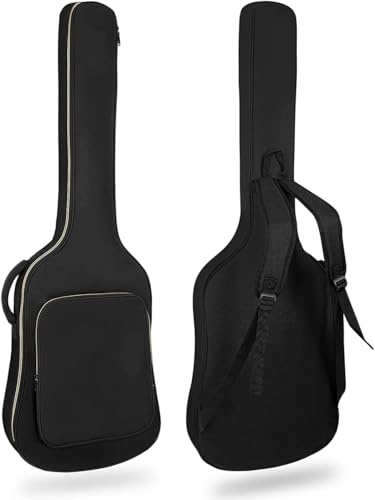 LETSROCK Bassgitarrenkoffer, Bassgitarren-Gigbag 8 mm wasserdicht, dick gepolstert, Rucksack, weiche E-Bassgitarrentasche, doppelt Verstellbarer Schultergurt, Tasche und Aufhängeschlaufe hinten