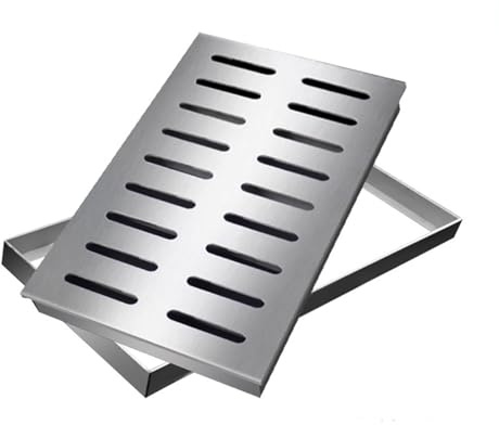 Canaleta Desague con Rejilla Rejilla de Drenaje de Canal Rectangular, Tablero de Cubierta de Zanja Exterior con Marco, Rejilla de Canal de Metal Resistente(50x30cm (19.7x11.8))