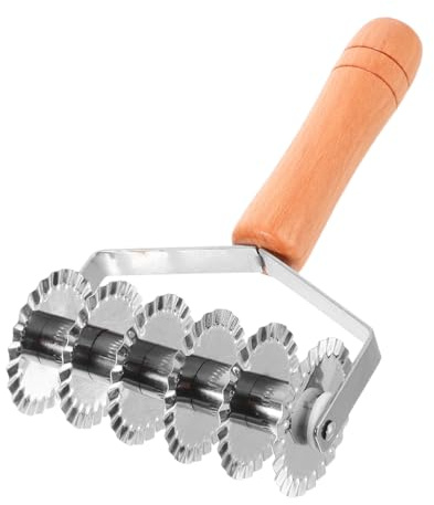 BAZEITFLOW Tagliapasta in Acciaio con Manico in Legno Utensile per Taglio Impasto Noodles Design Ergonomico per Ravioli Tortellini Struffoli Resistente e Facile da