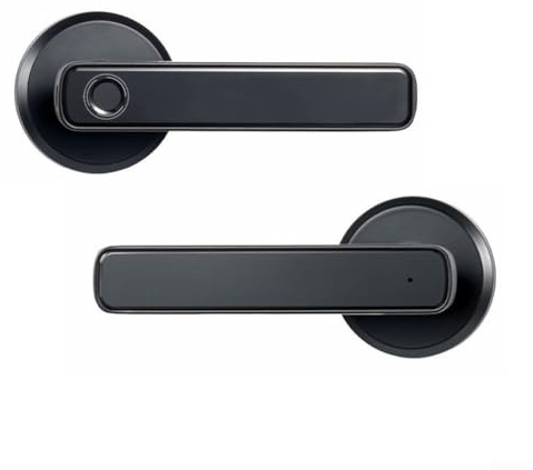 Serratura intelligente a tre punti per porte interne in legno con riconoscimento semiconduttori e vano batteria magnetico, colore nero