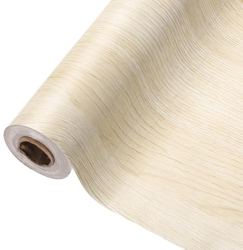 QUARKZMAN Papel De Contacto Con Textura De Madera 23.6 X 394 Papel Tapiz Autoadhesivo Impermeable Para Cubiertas De Cocina Muebles De Baño Hogar Beige Claro
