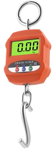 Báscula de grúa digital de 300 kg, báscula industrial colgante con pantalla LCD, báscula de grúa resistente para granja e industria, báscula electrónica portátil colgante en kg/lb/N, con batería