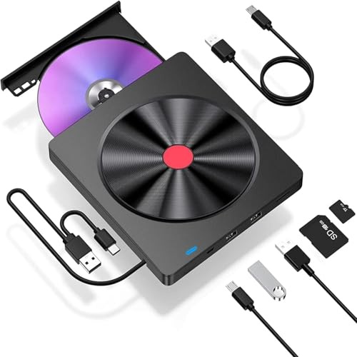 Lecteur Blu-Ray Externe 5 en 1, Lecteur Optique USB Portable et Fin, graveur de CD et DVD Rapide et Pratique