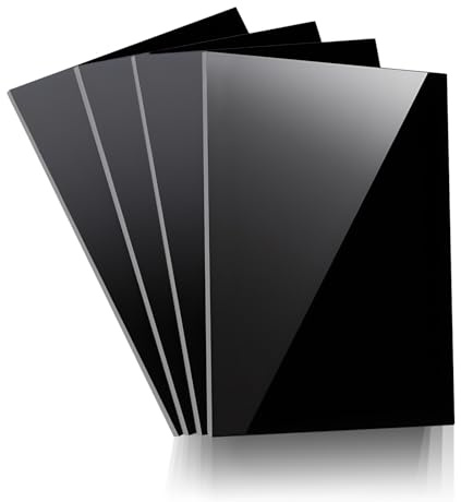 Acrylplatte A4 Schwarz, 4 Stück 3mm Kunststoffplatte 30 x 20cm Plastikplatte Schneidebare Acryl Platte für Modellbau, Basteln, Tischaufsteller und Malerei Heimdekoration