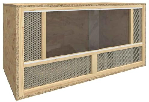 Mhdvray Terrario de 80 x 40 x 40 cm, recinto para reptiles de madera con frontal de cristal real y rejilla de acero, recinto estable para reptiles y animales pequeños, alojamiento adecuado para