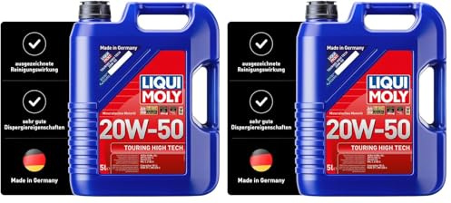 LIQUI MOLY Touring High Tech 20W-50 | 5 L | mineralisches Motoröl | Art.-Nr.: 1255 (Packung mit 2)