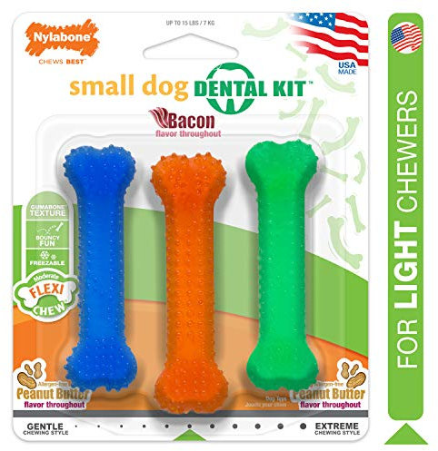Nylabone Flexi Chew Peanut Butter and Bacon Dog Chews for Moderate Chewers, Extra Small