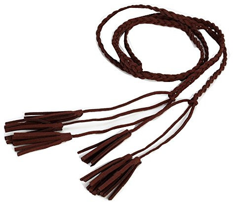 Cheerlife Damen Schmaler Flechtgürtel mit Quasten 0,6cm dünn Geflochten Kleid Belt Gürtel Kleidgürtel (Kaffee)