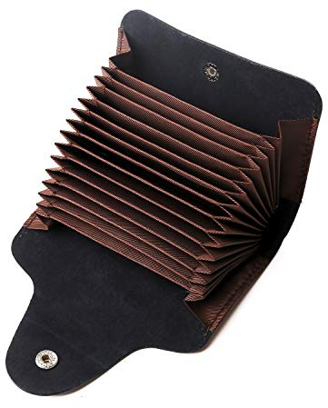 Hongyantech Echt Leder Kreditkartenetui Schwarz Kartenetui Kartenmappe Visitenkartenetui mit 15 Fächer, Kartenetui Scheckkartenetui Kartenmäppchen Kreditkartenmäppchen für Herren und Damen