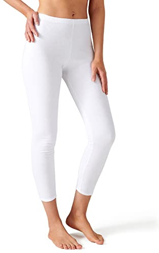 Damart - Caleçon Long Thermolactyl, côtes molletonnées Femme Blanc Taille 38-40 (S)