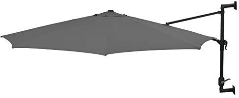 Tidyard Ombrellone a Muro da Giardino, Ombrello Parasole da Esterno con Palo, 300 cm/Alluminio/Sabbia