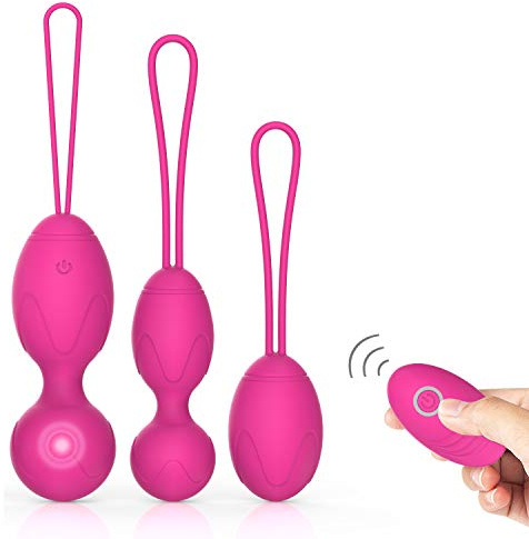 Beckenbodentrainer für Frauen mit Fernbedienung,Kegel Ball Kit, Silikon Übung Bälle für die Blasenkontrolle und Beckenbodenübungen (Rosa)