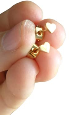 KLEINE HERZ GOLD EDELSTAHL STECKER goldfarbene Ohrringe, Liebe, Herzen, Stecker