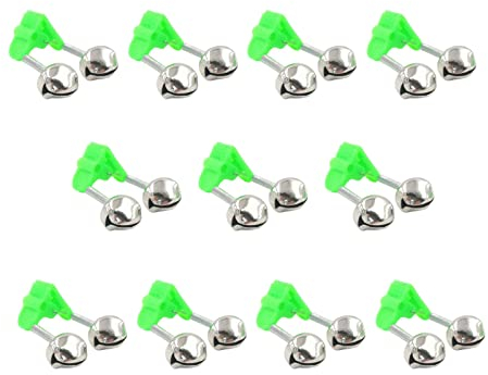 Generic LV5P Klingel, 10 Pcs Angel, Bissanzeiger, Glocke Angeln für Das Meeresfischen im Freien Angelruten Angelzubehör, Metall(Grün und Silber Ton), Acrylic, Beige