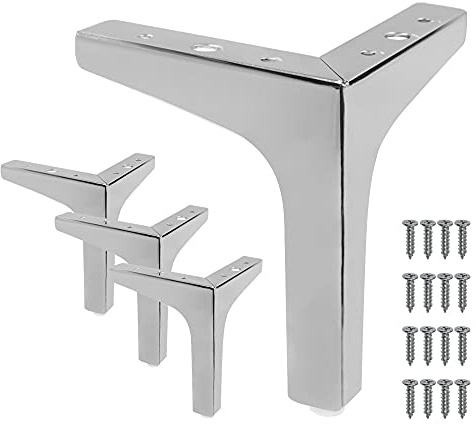 Cjueiom 17 cm/7 tum möbelben krom soffben set med 4, moderna bordsben metall triangel möbler fötter, soffa fot soffa ben ersättning för skåp stol ottoman