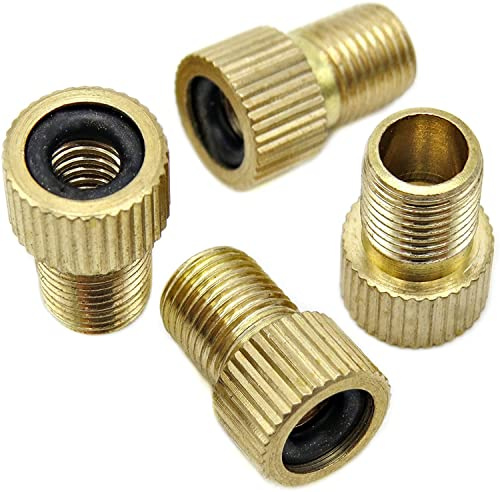 Presta Valve Adapter - Convert Presta to Schrader - Inflate Tire Using Standard Bike Pump or Air Compressor (4 Pack)