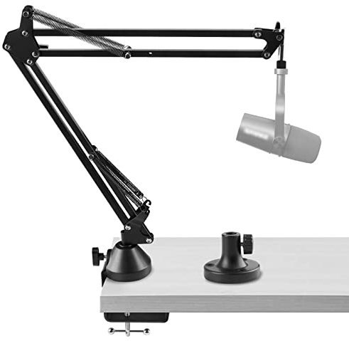Geekria Bras de Microphone pour créateurs Compatible avec Shure MV88+, SM7B, MV7, MV7X, SM58, SM57, Adaptateur de Montage de Bras de Perche de Micro,Support de Suspension,Support de Montage de Bureau