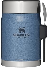 Stanley Classic Legendary Thermobehälter Für Essen Mit Göffel 400 ml - Hält 7 Stunden Heiß Oder Kalt - Edelstahl Warmhaltebehälter - BPA-Frei - Spülmaschinenfest - Hammertone Lake