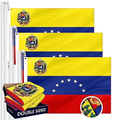 Bandera de 3 x 5 pies (sin mástil) Venezuela 7 estrellas bandera venezolana de doble cara ToughWeave Series bandera de país bordada de poliéster 210D, diseño bordado, ojales de latón, resistente, 2
