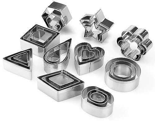 Ensemble de 30 Emporte-pièces en Métal en Acier Inoxydable – Boîte de Forme Triangulaire Carrée en Forme D'étoile Ronde, Emballée, pour Les Amateurs de Pâtisserie