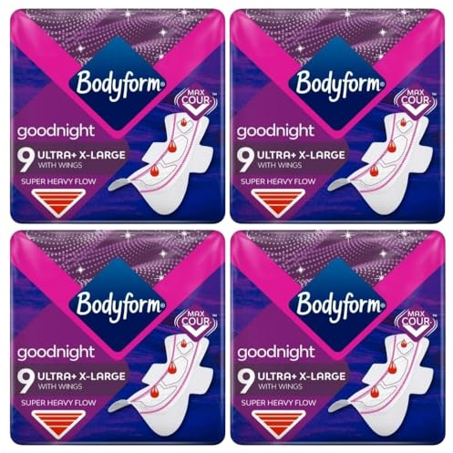 Linenvale Bodyform Goodnight Ultra Extra große Binden mit Flügeln, 4er-Packung x 9 Stück (36 Binden)