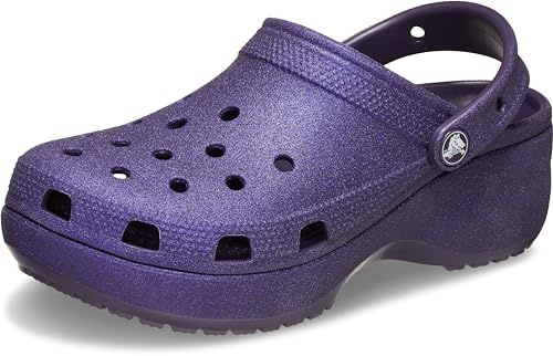Crocs Women's Classic plattform glitter clog, Mörk iris, 38 EU