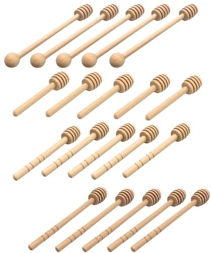 YKKJ 20 Piezas Portátil Cuchara de Miel，Mini Madera de Miel，para Miel Mermelada Recoger Varilla de Agitación.