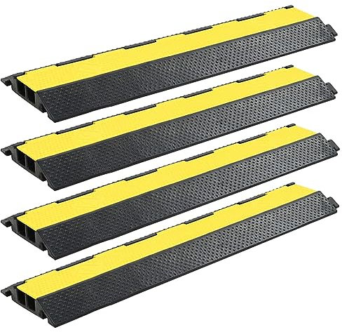 ZEYUAN Dossi Passacavi 4 pz 2 Canali in Gomma 101,5 cm,Protezioni per Cavi a Pavimento,Dossi Passacavi(SPU:142835)