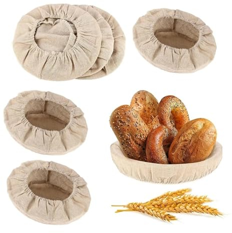 Fermentation du Pain Couvercle en Tissu 6 pièces couverture en tissu de lin fermenté rond en rotin panier à pain doublure en tissu pâte à pain sac de couverture en tissu de lin. ( Color : Oval 21x14x8
