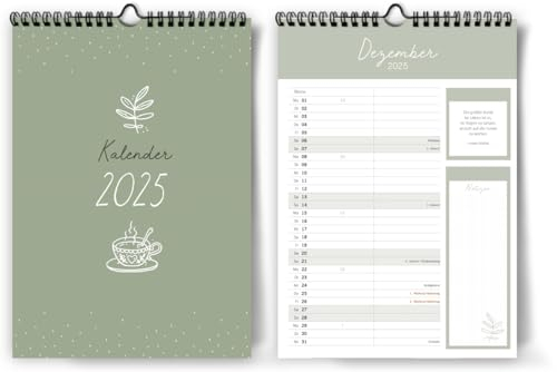 Kalender für Zwei 2025 I 20 x 32 cm I 2 Spalten I Partnerkalender 2024 als Monatskalender I Paarplaner zum Aufhängen I Extraseiten für die Urlaubsplanung