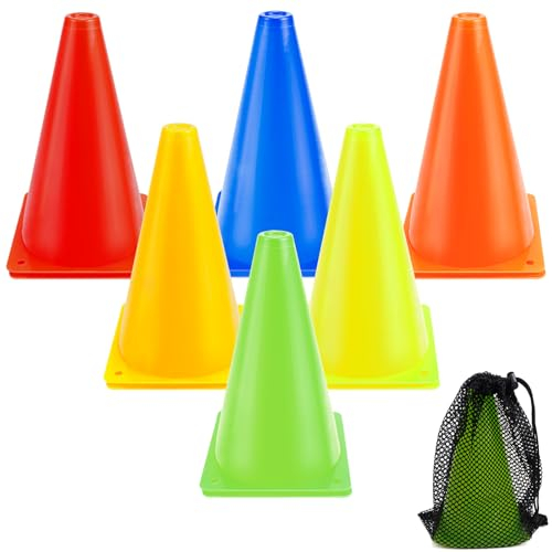 GKZB Pylonen Markierungskegel Markierkegel Fußbal 12 Stück Verkehrshütchen 17,5cm Kegel mit Tragetasche Hütchen Kinder Pylonen für Kinder, Fußball, Sport, Reitsport & Hund Training,Hundetraining