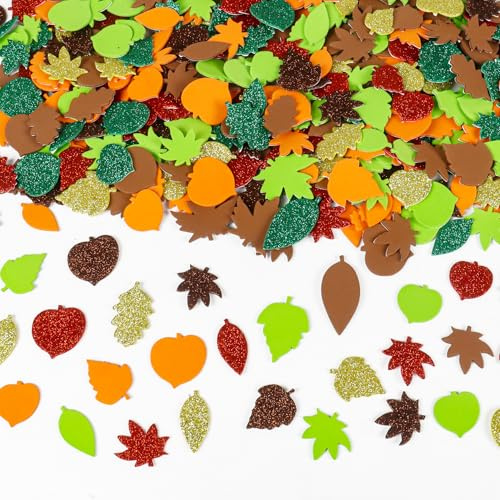 Herbst Aufkleber, 500 Stück Blatt Aufkleber Filz Blatt Sticker Verschiedene Herbstblatt Sticker Selbstklebende Schaumstoff Herbst Blatt Aufkleber für Herbst Deko DIY Bastelset Ornamente