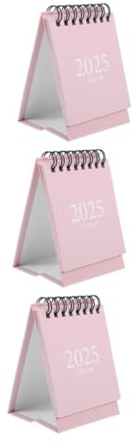 STOBOK 3St Tischkalender 2025 für Tisch Tischkalender zum Aufstellen Mini-Stehpult geburtstagskalender schülerkalender Monatlicher Memo- Mini-Tageskalender Papier Rosa