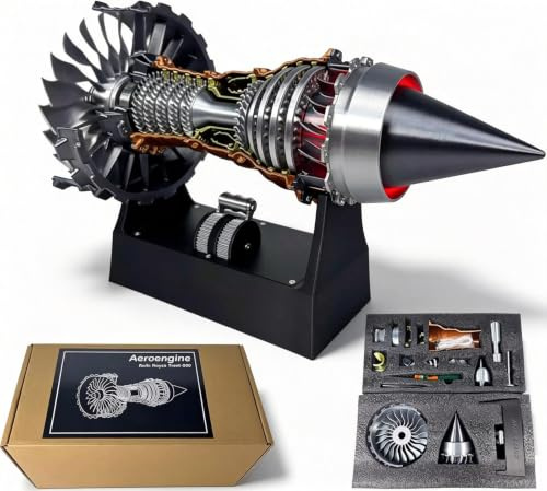 Motor Modellbausatz, Trent 900 Turbofan Aircraft Engine, Einstellbare Geschwindigkeit Flugzeugmotor mit Licht, Mechanische Wissenschaft Bildung Spielzeug Geschenk für Erwachsene, 28cm (Montageversion)