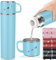 Flask for Hot Drink, 550ml Stainless Steel Hot Water Bottle with Cover, Leakproof Vaccum Six Wall Travel Mug with Handle, BPA Free Thermal Flask Cup for Coffee Tea Food Soup, Travel Gyms Sports, Blue