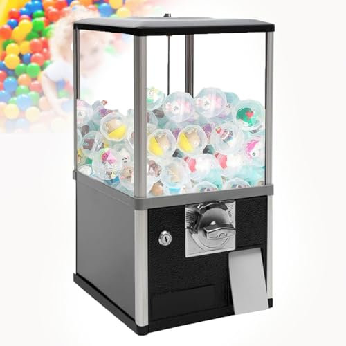 URJWAN Vending Machine,Gumball Machine,Mini Gumball Machine - Vintage Candy Dispenser with Glass Globe, Metal Base, and Fr-ee Spin Coin Mechanism by Great Northern Popcorn,Black