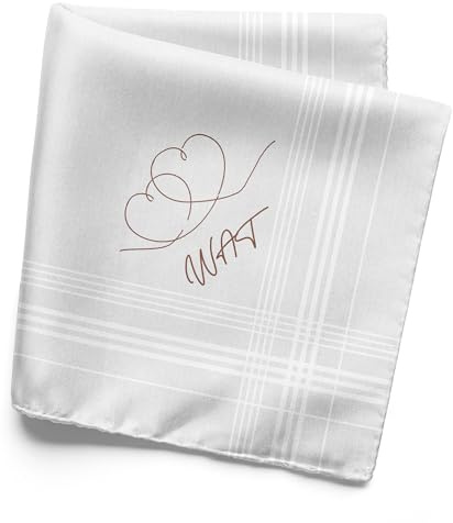 Inzepocket Taschentuch für Damen, bestickt – doppelte Personalisierung – Initialen und Muster – 100 % Baumwolle – 35 cm – 1 Stück, love, 35 cm