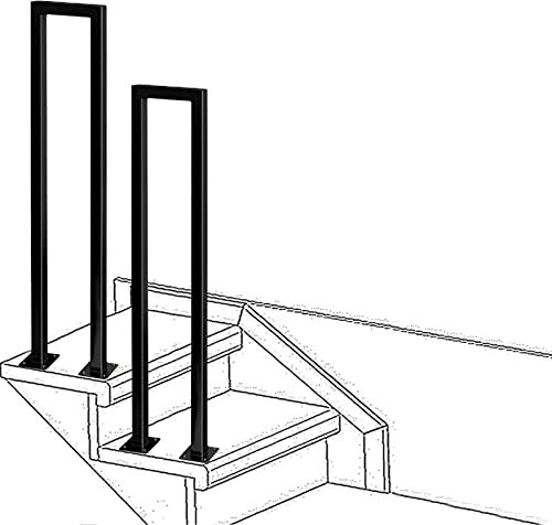 MEILISHAOMEI Treppengeländer für Terrassenbeläge, Schmiedeeiserne Handläufe für Außentreppen, Handlaufpfosten für 1 Stufe, Sicherheitshandläufe für Außentreppen, Stützstange (Größe: 35 cm (1,1 Fuß))