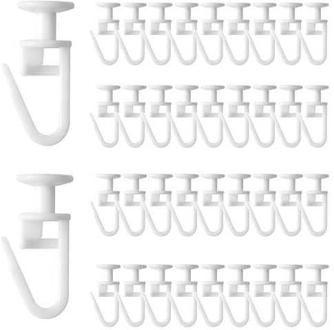 100 Pcs Plastic Curtain Track Gliders,11mm Curtain Rail Gliders, Hooks For Rail Track, Window, Door, Shower Curtains (White)