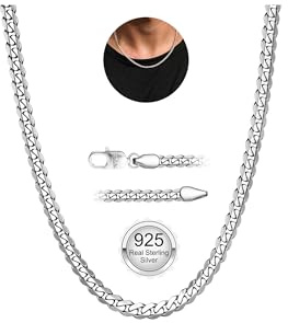 YADOCA Cadena de Plata Hombre, Collar de Cadena de 3 mm de Grosor para Hombres Collar Hipoalergénico Joyas para Hombres con Caja de Regalo, 46cm