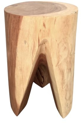 FaHome Holzhocker - Beistelltisch Blumenhocker Ablagetisch - Unikat Handgefertigt - Rund stehend aus massivem Suarholz - 45x30x30 cm