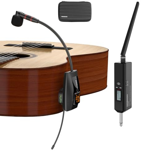 KENBAIDIO UHF Kabelloses Instrumentenmikrofon für Gitarre, Akkordeon, Banjo, Violine, Cello mit abnehmbarem Magnetclip, Tonabnehmer-Mikrofonsystem mit Senderempfänger für Musiker, Aufführungen, 59,7 m