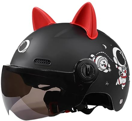 Casco Da Moto Per Bambini Con Orecchie Da Gatto, Per Ragazzi E Ragazze, Casco Da Bici Aperto Da 2 A 14 Anni Per Ciclomotore, Moto Da Cross, Scooter, Go-Kart, Bicicletta, ATV D,48-56cm