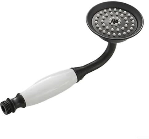DAZZLEEX Soffione doccia vintage in acciaio inox con funzione di risparmio idrico, impostazioni multiple di spruzzo, per installazione a parete (nero)