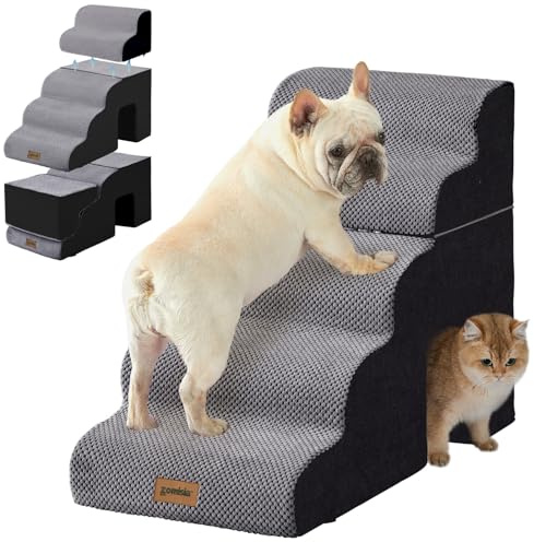 ZOMISIA Dog Ramp for Large Dogs with Tunnel, 24 H 5 Steps for High Bed | Tunnel 2 in 1 with Zippers, Suitable for Puppy and Older Cats for couch, Non-Slip Durable Dog Steps with High-Density Foam