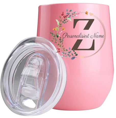 loongway Personalisierter Kaffeebecher Thermobecher Klein Edelstahl - To Go Becher mit Alphabetdruck, für Firmen,Auto,Camping, Uni,Reise,Geschenk für Gute Freundin